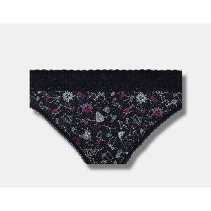 Torrid Cotton Mid-Rise Boyshort Lace Trim Panty Size 00 (medium) Witch Black